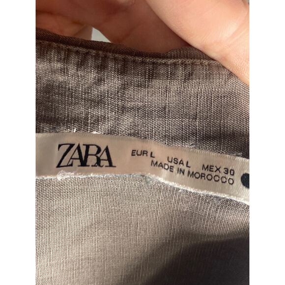 Zara Grey Relaxed Button-down Shirt Soft Lyocell Denim ~ Cool Girl Style ~ Sz L - Picture 5 of 6